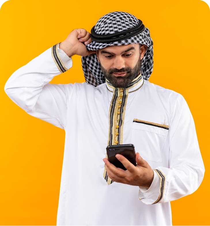 Man looking at smartphone