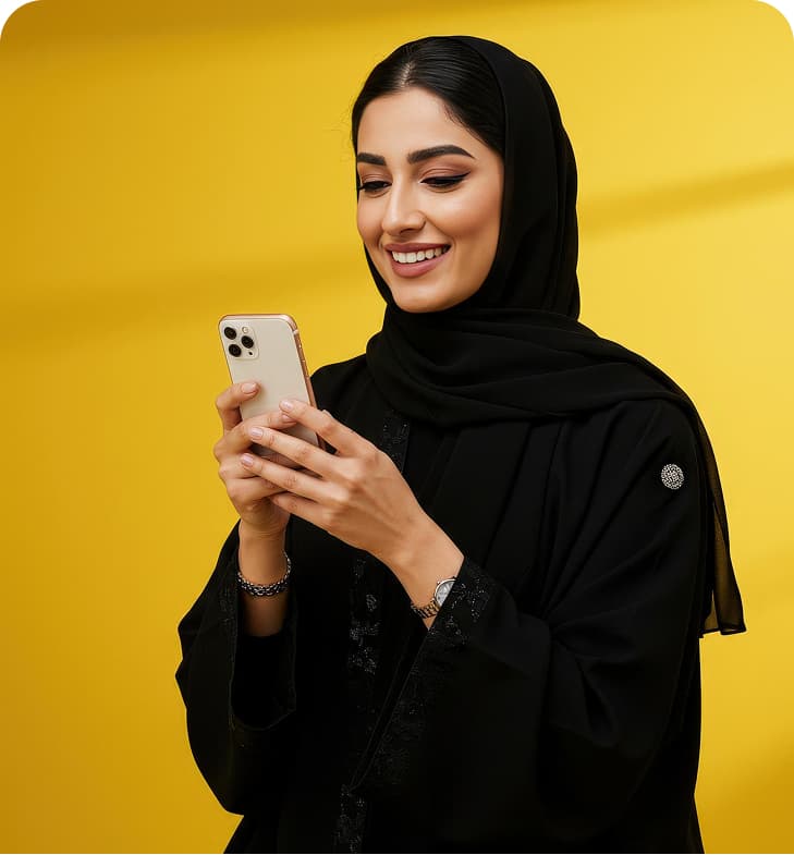 Woman looking at smartphone